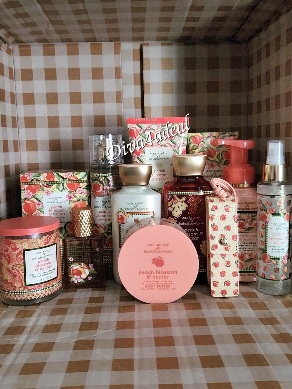 Bath & Body Works X Vera Bradley PEACH BLOSSOM & NECTAR 11PC Collection Bun